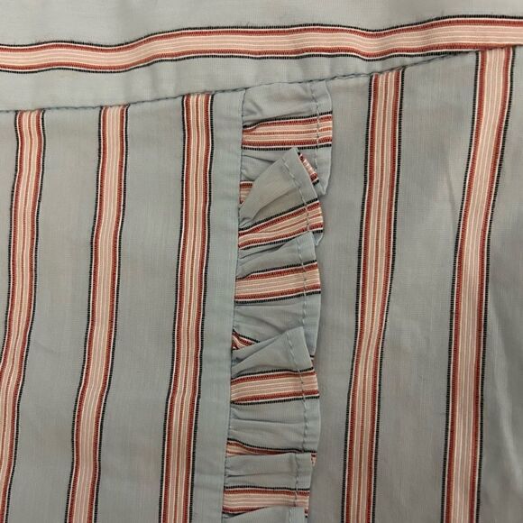 LOFT Light Blue Pink Striped Cotton Blend Ruffle Shorts Size 4 - Picture 5 of 9